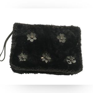 Kate spade New York neve shearling and beaded embellishment clutch